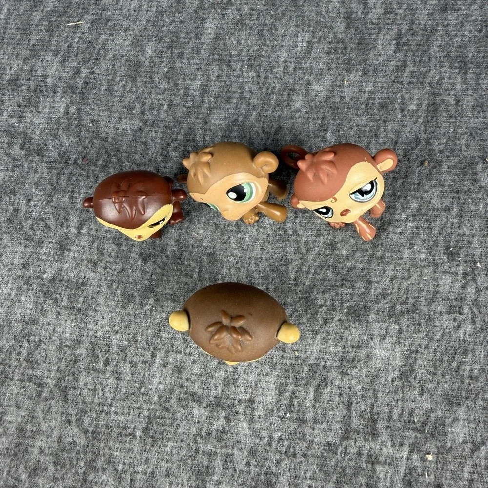 Hasbro Brown Mini Monkey Littlest Pet Shop LPS Figures Lot Of 4 (359 57 56 485)